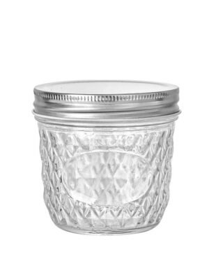 Quilted Pattern 10oz Wide Mouth Mason Jar for Food Jam Storage