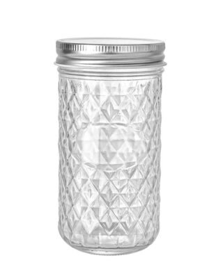Quilted Pattern 12oz Regular Mouth Mason Jar for Food Jam Storage