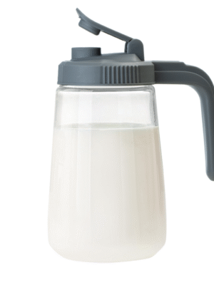 34oz heat-resistant borosilicate glass breast milk storage pitcher with leak-proof lid.