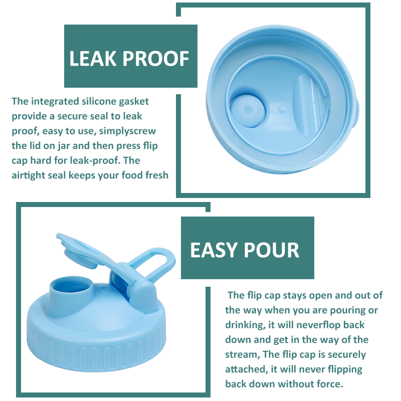 Close-up of the tapered, drip-free pour spout design on the mason jar lid.