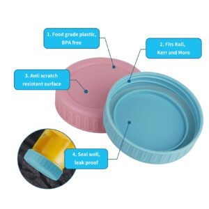 Close-up detail showing the clear silicone gasket inside a mint green macaron mason jar lid.