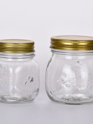Embossed 300ml Regular Mouth Glass Mason Jar for Food Storage