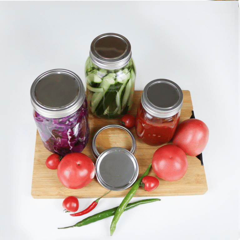 Close-up detail of the rust-proof stainless steel construction and precise threading on the mason jar band.