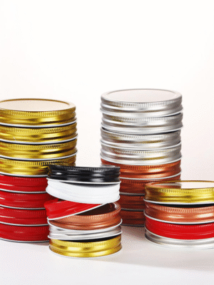 Bulk 70mm Metal Mason Jar Lids – Tinplate Lids in Golden/White/Black with Plastic Liner