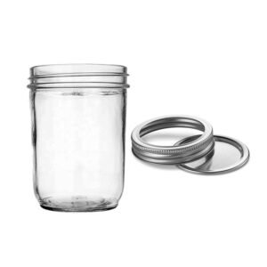 16oz wide mouth glass mason jar with metal lid