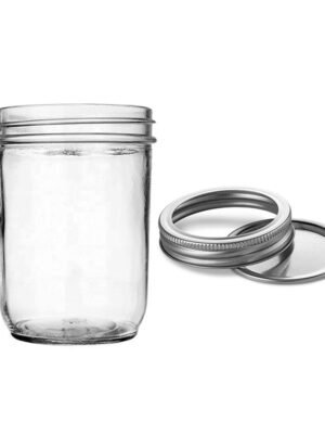 16oz wide mouth glass mason jar with metal lid