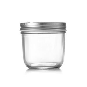 Elegant tapered 280ml wide mouth glass mason jar showing generous capacity and contoured design.
