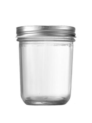 Tapered 400ml wide mouth glass mason jar showing generous capacity and elegant food-safe design.
