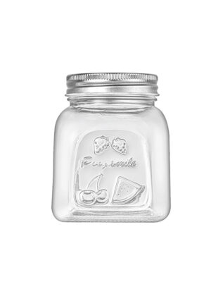 500ml Embossed Glass Mason Jar for Food Storage