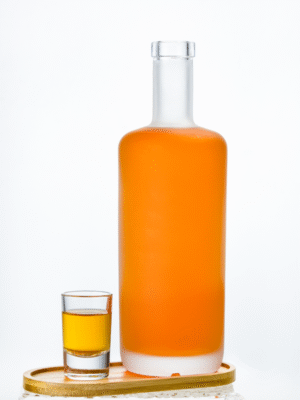 Oxygen glass bottle filled with amber whiskey emphasizing preservation.