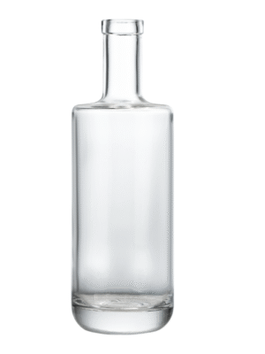 Clear 700ml glass vodka bottle with modern design and compatible closure.