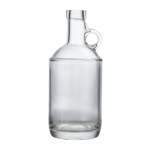 Crystal flint 750ml glass bottle shown empty with natural light highlighting clarity.