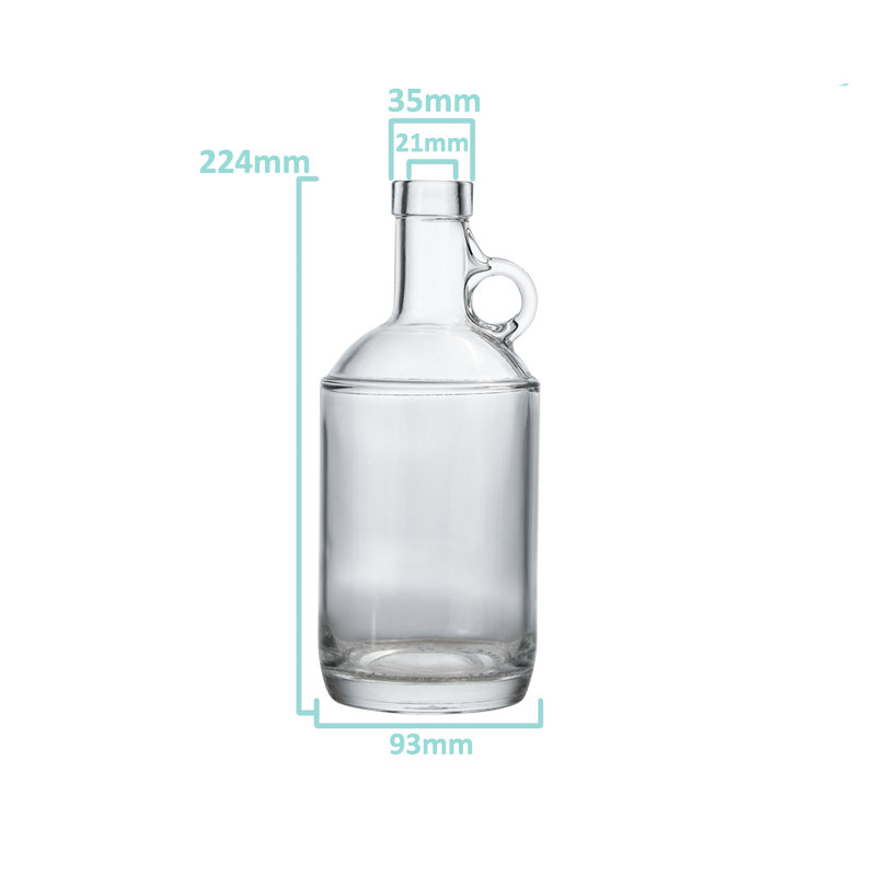 Crystal flint 750ml glass bottle shown empty with natural light highlighting clarity.