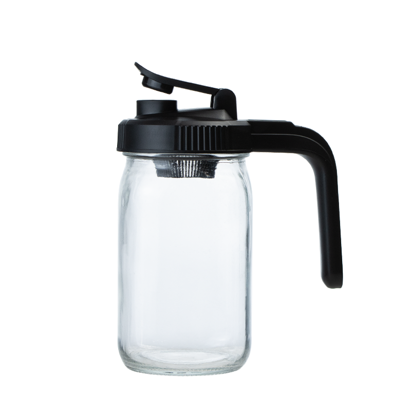 86mm mason jar flip cap with handle and pp filter, attached to a jar