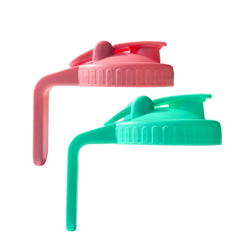 Wide mouth 86mm flip top mason jar lid with integrated pour spout, shown open and closed.