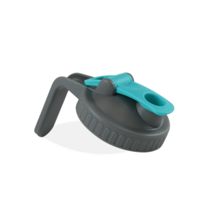 Wide mouth 86mm flip top mason jar lid with integrated pour spout, shown open and closed.