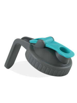 Wide mouth 86mm flip top mason jar lid with integrated pour spout, shown open and closed.