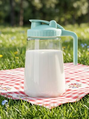 Borosilicate Glass Breast Milk Pitcher 34oz Glass Milk Container with Flip Cap
