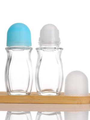 Refillable 50ml Clear Glass Antiperspirant Roll-On Bottle Deodorant Container for Underarm Care