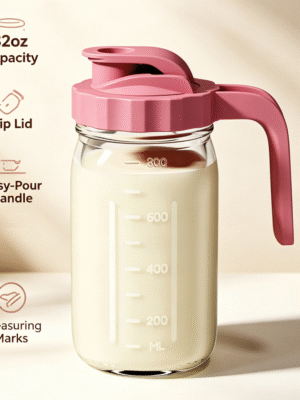 32oz Glass Milk Pitcher with Handle Flip Lid