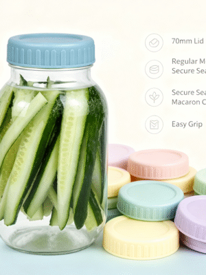 70mm Macaron Color Mason Jar Lids – Regular Mouth Airtight Sealing Lids with Easy Grip