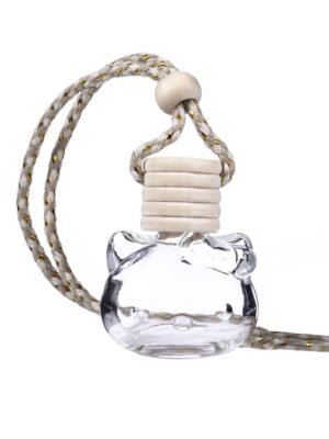 Hanging Car Air Freshener Glass Bottle with Wooden Cap – Empty Mini Glass Perfume Essential Oil Vial, Auto Pendant Fragrance Container